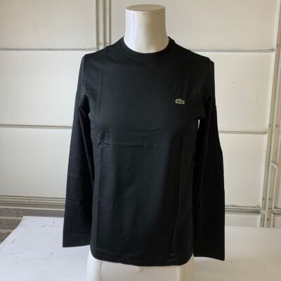 LACOSTE Long Sleeve Pima Cotton T-Shirt Men's Size US M Black