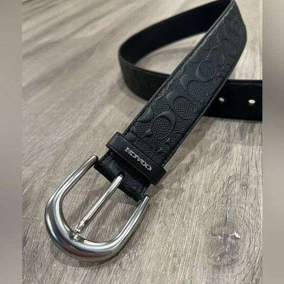 Coach Small Black Embossed Patterned Leather Belt… - image 2