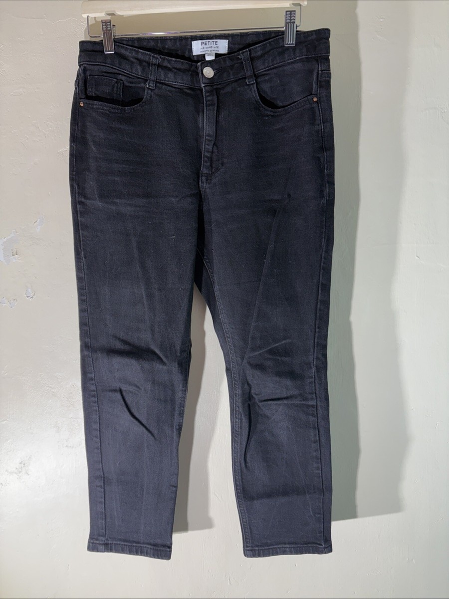 Womens Dorothy Perkins Petite Uk 12 Black Wash Slim Stretch Denim Jeans  Trousers
