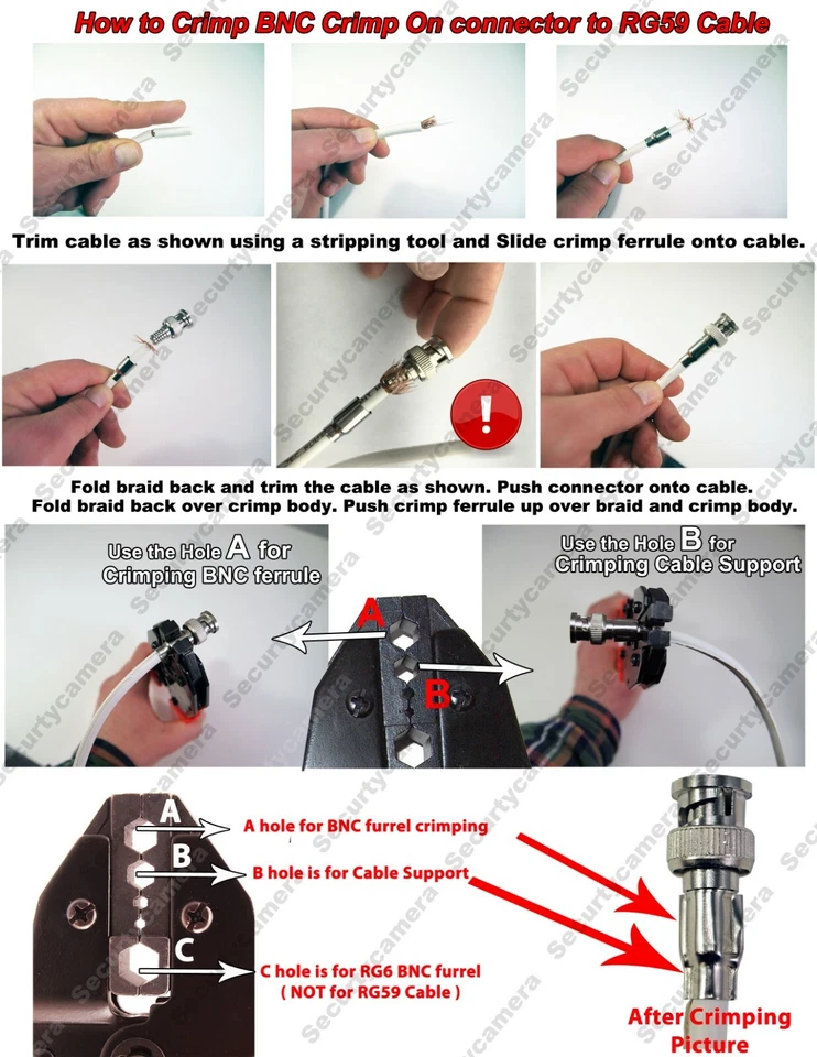 20x BNC Male Crimp On CCTV Video Connector For RG59 Coax Cable and Crimp Tool - Image 3 of 4