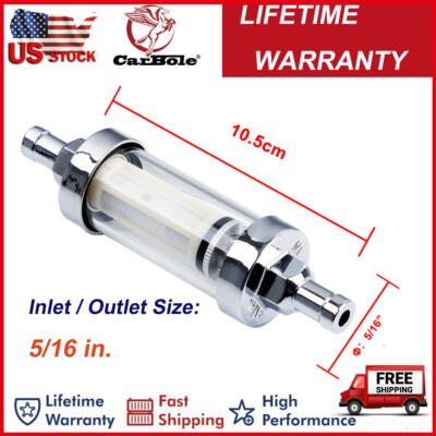 5-Pack Universal Fuel Filters 5/16" - Fits Cars, Trucks, Tractors & Motorcycles