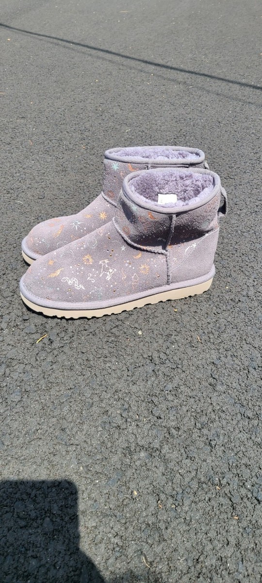 UGG CLASSIC ZODIAC MINI NIGHTFALL SUEDE SHEEPSKIN WOMEN'S BOOTS