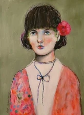 24x18 OOAK Original Painting Abstract Face Expressionist Strong Woman Portrait  