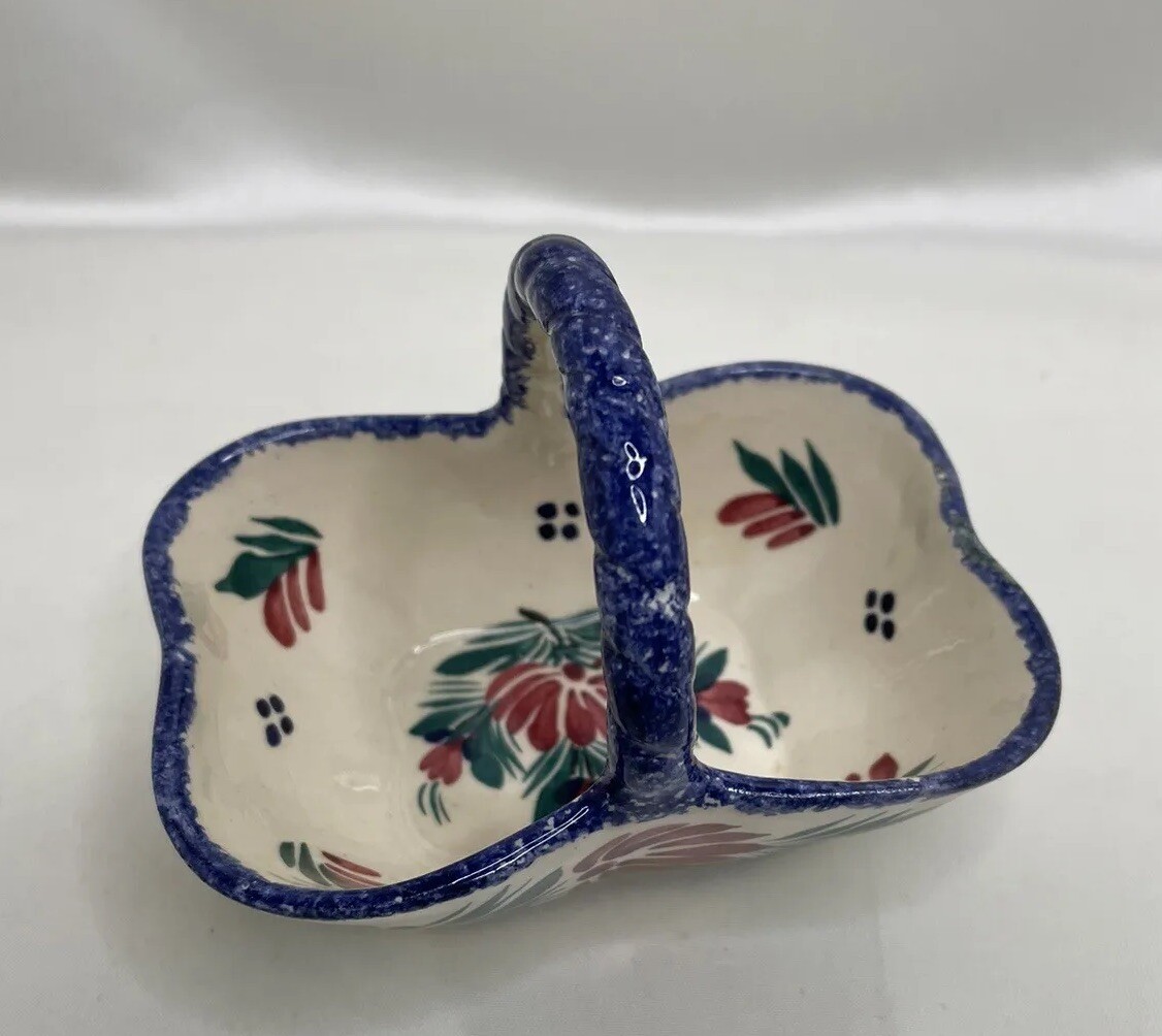Vintage HB Henriot Quimper 728 France Pottery Ceramic Basket