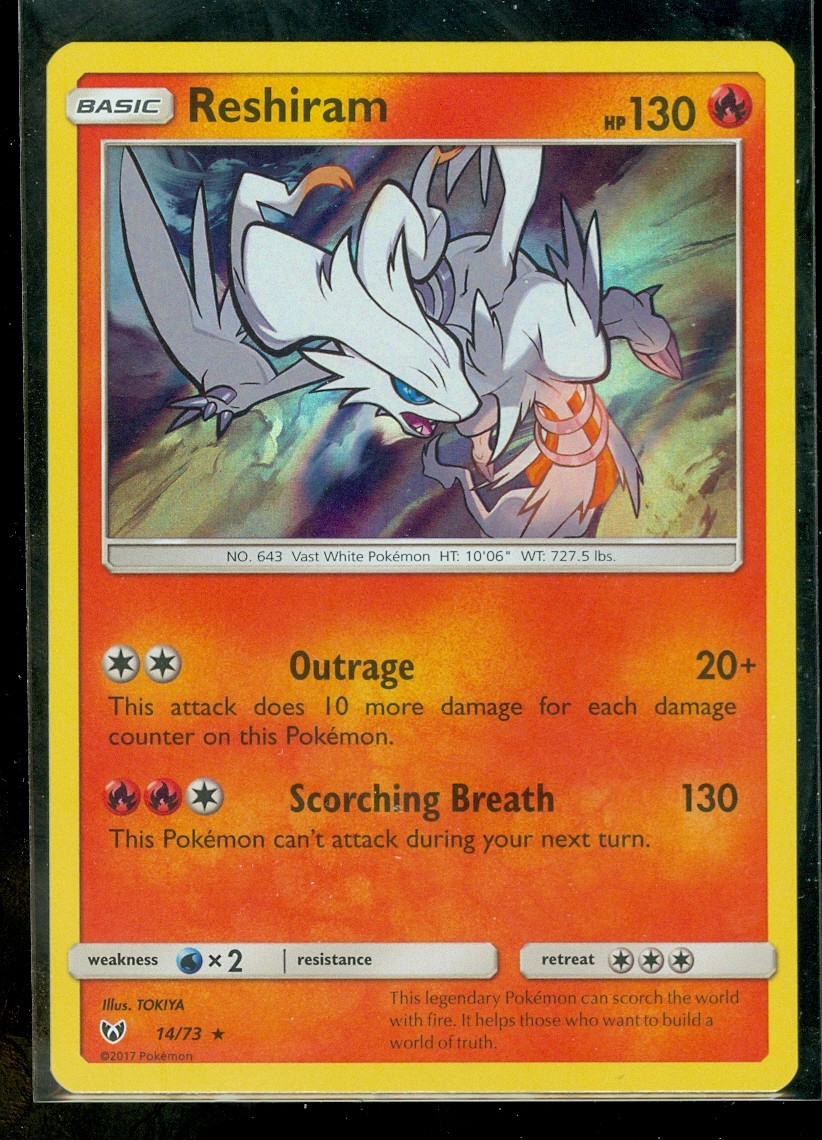 Pokemon RESHIRAM 14/73 - Shining Legends - RARE HOLO - MINT