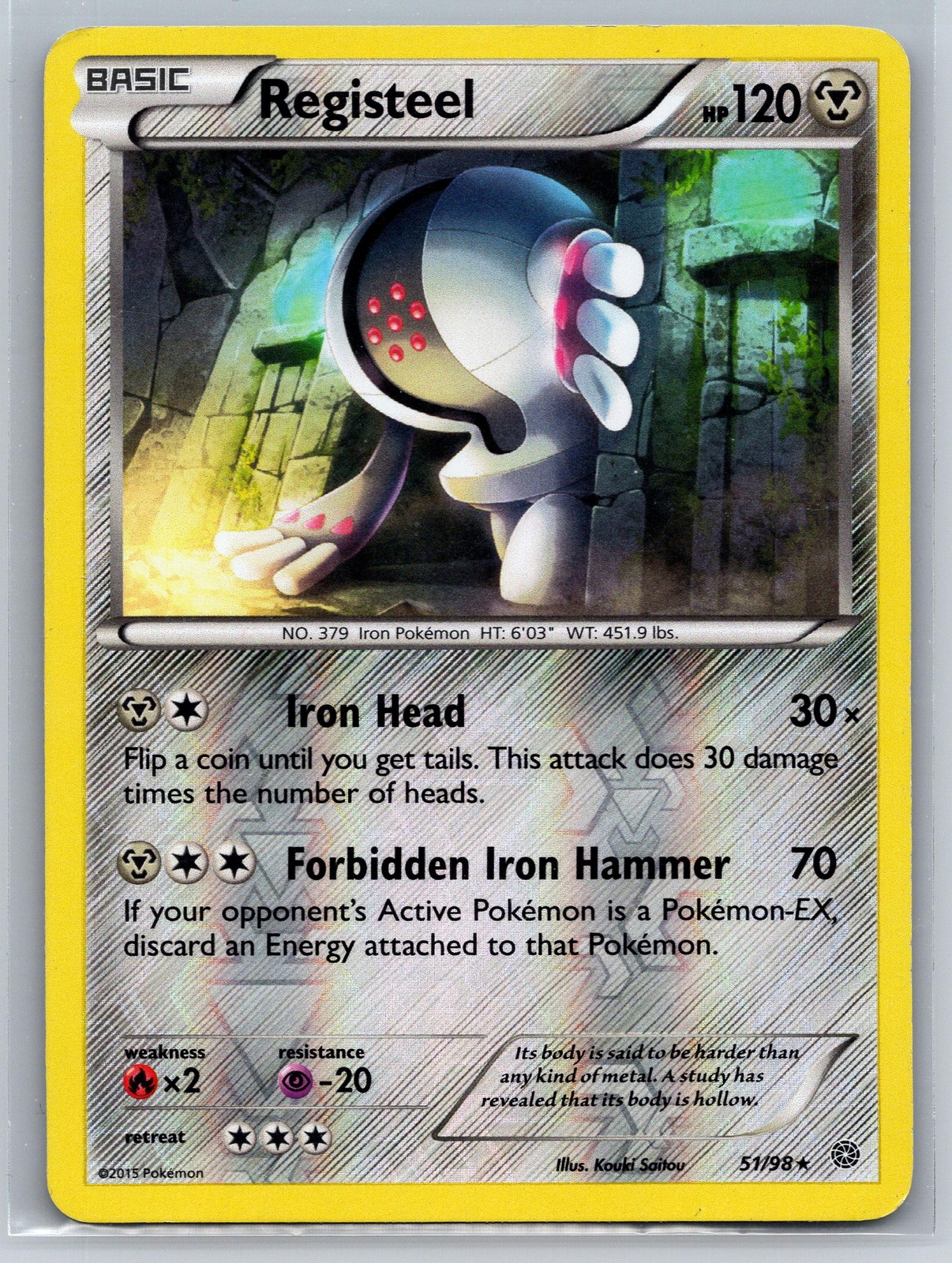 Registeel 51/98 Reverse Holo Rare Pokemon XY: Ancient Origins LP/EX