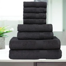Luxury 8 pc Towel Sets for Bathroom, 100% Cotton 600 GSM Bath Linen Sets