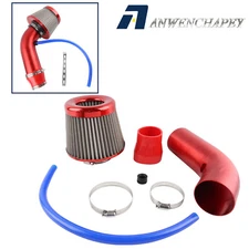 Cold Air Intake Filter Intake Kit Pipeline Power Plow Hose System Aluminum 3"Red