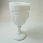 Vintage MCM LE Smith Bristol White Milk Glass Geometric Drinking Goblet 6.5"