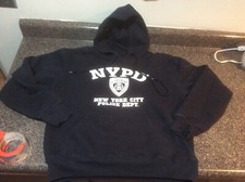 NYPD Mens Hoodie White Print Officially Licensed Sweatshirt Black Size Small