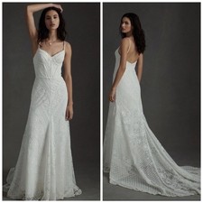 Anthropologie BHLDN Rish Anna Wedding Gown Maxi Lace Sz 2 Bridal