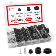smseace 160PCS 3 Sizes Black Rubber Feet for Cutting Board,Built-in...