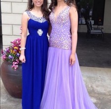 Purple lavender Sherri Hill tulle v-neck Long Prom dress size 2