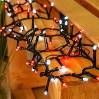 Lichterkette 100 Led Rot/Kaltweiß Outdoor Trafo Deko Beleuchtung Party Garten