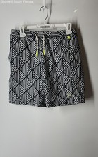 Psycho Bunny Boys Black White Printed Elastic Waist Swim Trunk Shorts Sz 14-16