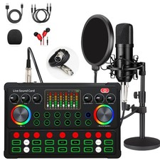 Podcast Equipment Bundle, 48V XLR Podcast Microphone Bundle, Voice Changer wi...