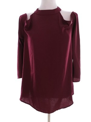 NEW LOOK Damen Bluse Gr. 40 Purpur Langer Ärmel Haltertop