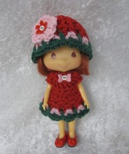 Made to fit STRAWBERRY SHORTCAKE 24 Handmade Clothes, Crochet Dress  Hat Set