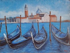 Quadro a Olio su Tela 30x40 – Gondole di Venezia – Firmato Noli – Arte Italiana