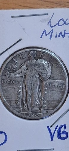 1930 Philadelphia Mint Silver Standing Liberty Quarter VG / Fine Condition