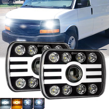 7x6" 5X7 LED Headlight Hi-Lo DRL FIT Chevy Express Cargo Van 1500 2500 3500