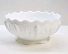 Vintage Fenton Cactus Pattern Bowl Milk Glass White 8" Footed Compote Leaf