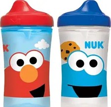 NUK Sesame Street Hard Spout Cup, 10 Oz, 2 Pack BPA Free, Spill Proof Sippy