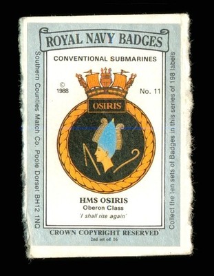 Matchbox Label Royal Navy Badges Conventional Submarine HMS Osiris - MI166