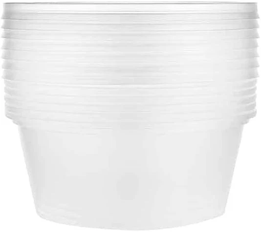 10oz Clear Round Plastic Container with Lid Disposable Storage Container 42 Pcs