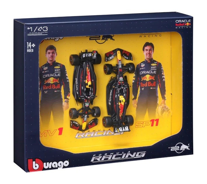 Bburago 18-38099 2024 F1 Red Bull Racing RB20 2 Car Set Verstappen And Perez
