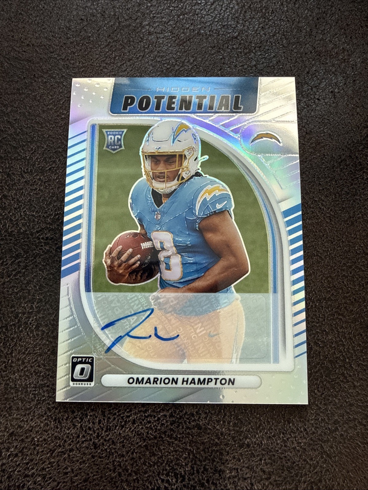 2025 Panini Donruss Optic Hidden Potential Omarion Hampton #9 Rookie Auto /199