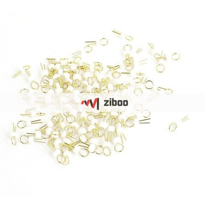 100 Pcs White Ceramic Bead Gold Plated   PCB Test Pin Terminals2.5mm x1mm  #lk