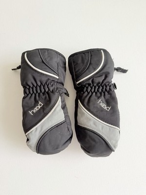 HEAD Kids Size S Black Down Mitten Gloves With Easy Slip-on Zipper No Inserts