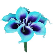 Lily Garden Mini 15" Artificial Calla 10 Stem Purple and Turquoise