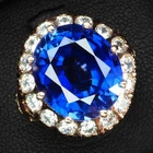 925 Sterling Silver Rose Gold Ring Gleaming Vivid Blue Sapphire 8.70Ct Size 4.75