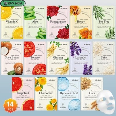 14 Pack Sheet Face Masks Skincare,Hydrating Face Masks Suitable for Dry Skin new