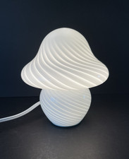 White Mushroom Swirl Glass Table Lamp Accent 8.5  x 6  3 Light Colors New 