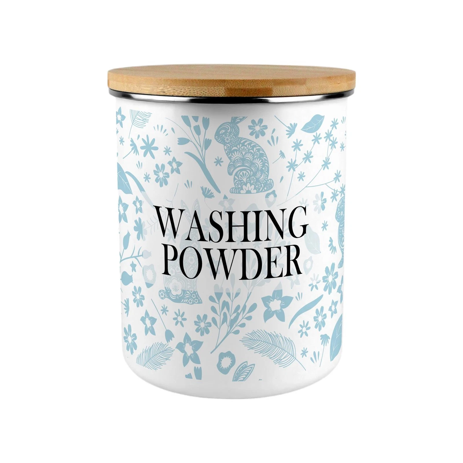 Blue Rabbits Washing Powder Storage Canister - XL Enamel Container Home Gift