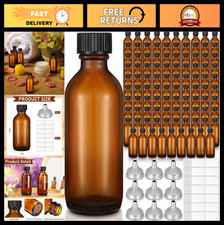 100 Pack 2 oz Clear Glass Bottles with Lids - Small Boston Round for Juices, Oil