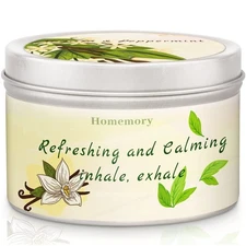 Homemory Peppermint & Vanilla Scented Aromatherapy Candle, 6oz, Non-Toxic, So...