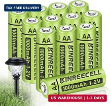 Rechargeable AA Batteries, Ni-MH Double A Solar Batteries High Capacity 1.2V Pre