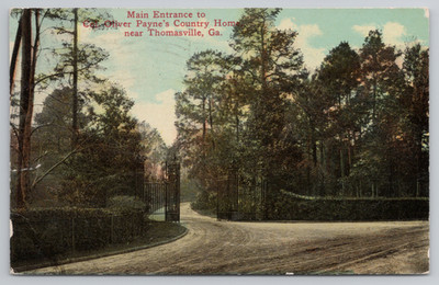 Thomasville GA Main Entrance to Colonel Oliver Payne's Country Home Postcard