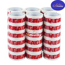 36Roll Heavy Shipping Tape 2Mil 2"x100Yard Fragile Red Text White Background