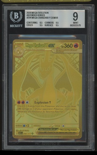 2026 ME: Ascended Heroes Gold Mega Charizard Y ex BGS 9 Mega Hyper Rare #294