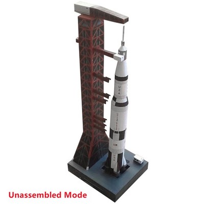 1:300 33cm USS Saturn V Rocket&Launch Pad  Paper Model Handmade Gift Ornaments
