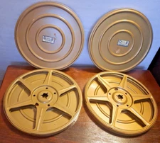 Vtg LOT of 2 Empty 7" Harwood Dual 8mm Film Movie Projector Reel & Can 400ft