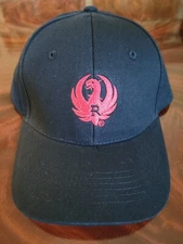 Ruger Firearms Black Cotton Twill Strapback Cap Hat Embroidered NEW with Tags