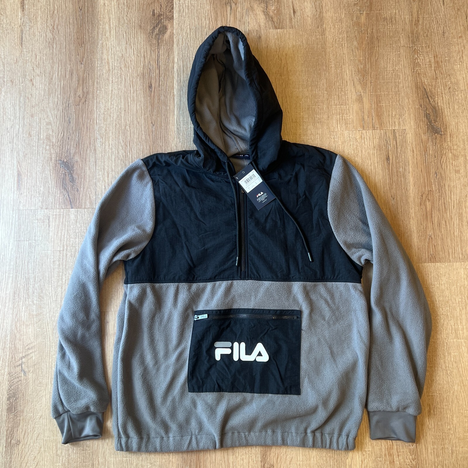 FILA Olav Colour Block Track Quarter Zip 1 4 Giacca Felpa con Cappuccio Grigio Nero L