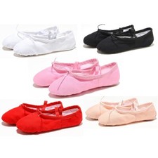 Black Red Pink White Canvas Flat Yoga Gymnastic Ballet Dance Shoes Kids Women