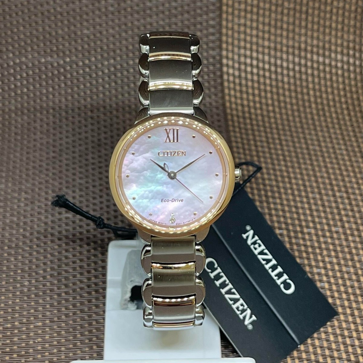 Citizen Eco-Drive Rainbow Sherbert 29mm Steel Dial Ladies Quartz Watch Citizen Eco-Drive EM0924-85Y Two Tone Rose Gold Pink Mother  main image 4